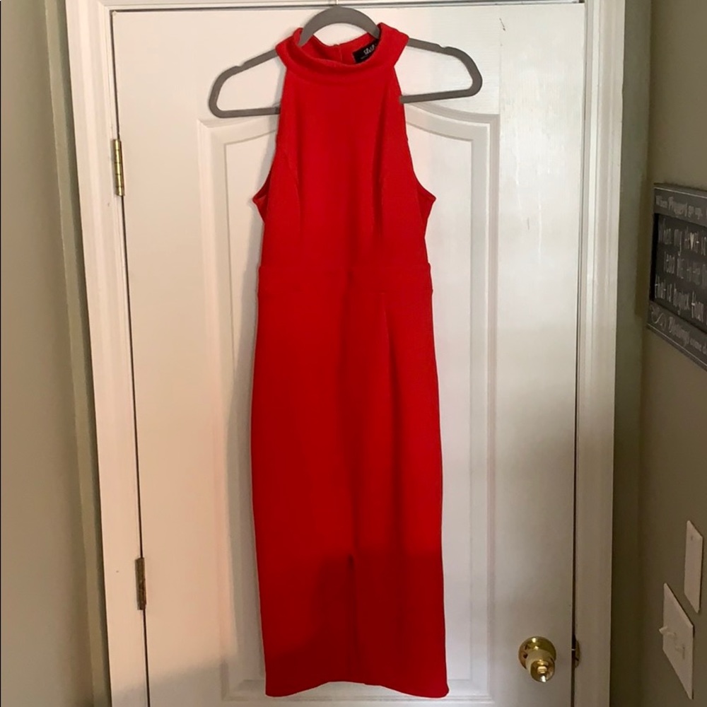 Knee length red dress
